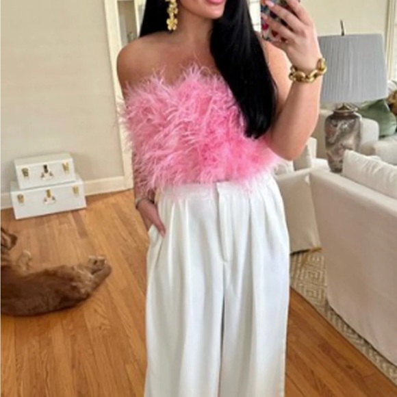 Buddy Love Fancy Feather Strapless Crop Top - Picture 2 of 4